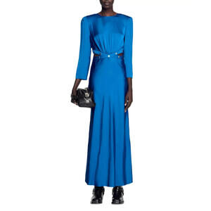 Sandro Eleganzia Cutout Satin Maxi Dress Electric Blue Size FR 36 | US 4